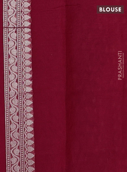 Banarasi silk cotton saree reddish pink with allover thread & zari woven buttas and zari woven border