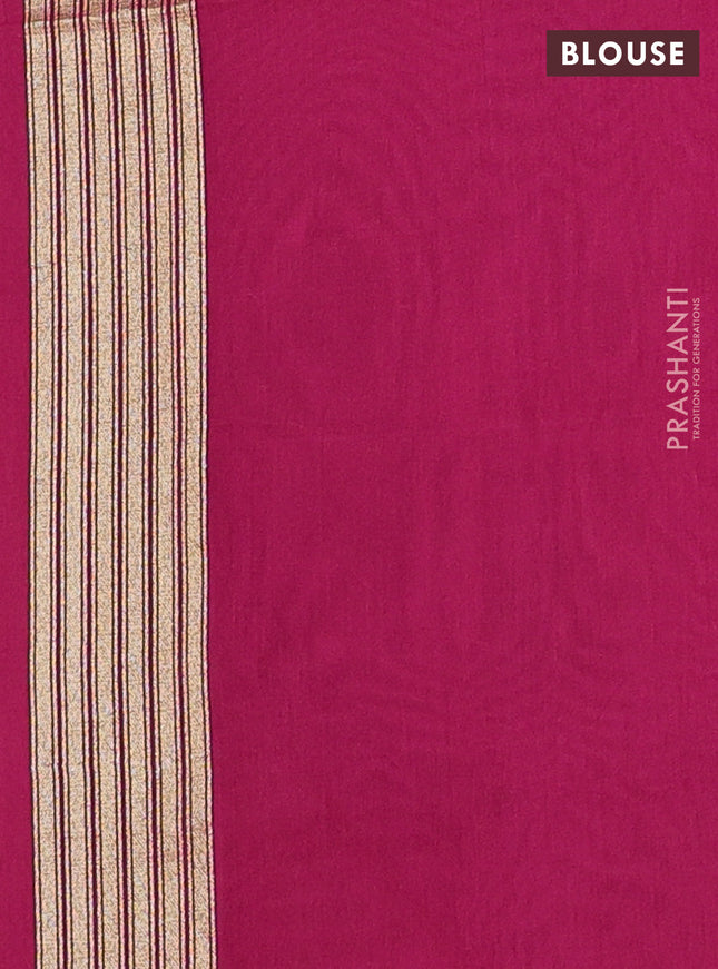 Banarasi silk cotton saree reddish pink with allover zari weaves & thread woven buttas and temple zari woven border