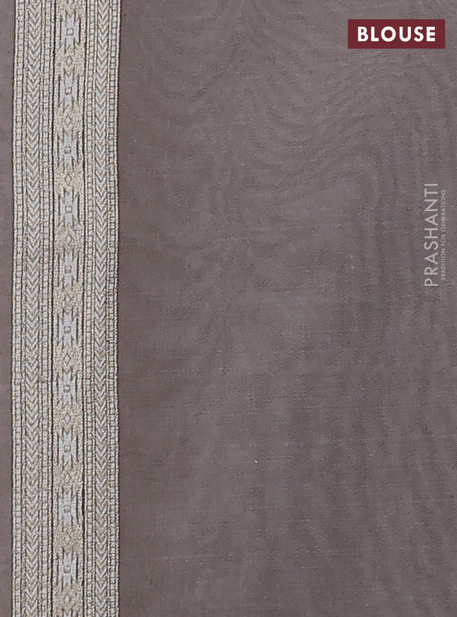 Banarasi silk cotton saree grey with allover zari weaves and thread & zari woven border