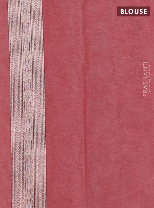 Banarasi silk cotton saree peach with allover zari weaves and thread & zari woven border