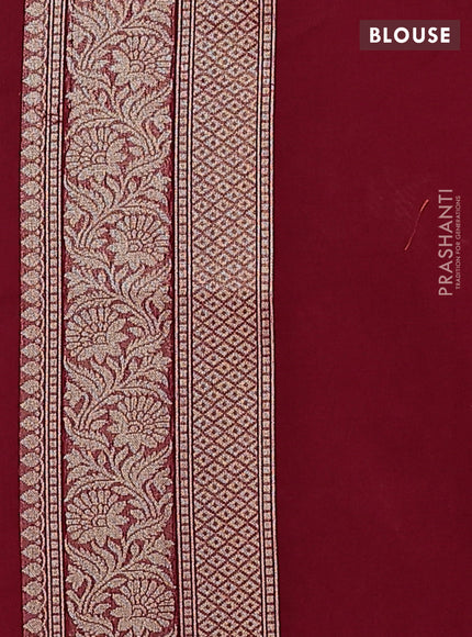Banarasi silk cotton saree deep maroon with allover thread & zari woven buttas and zari woven border