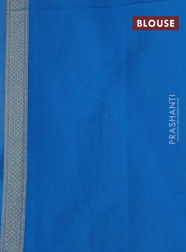 Banarasi silk cotton saree cs blue with allover thread & zari woven buttas and zari woven border