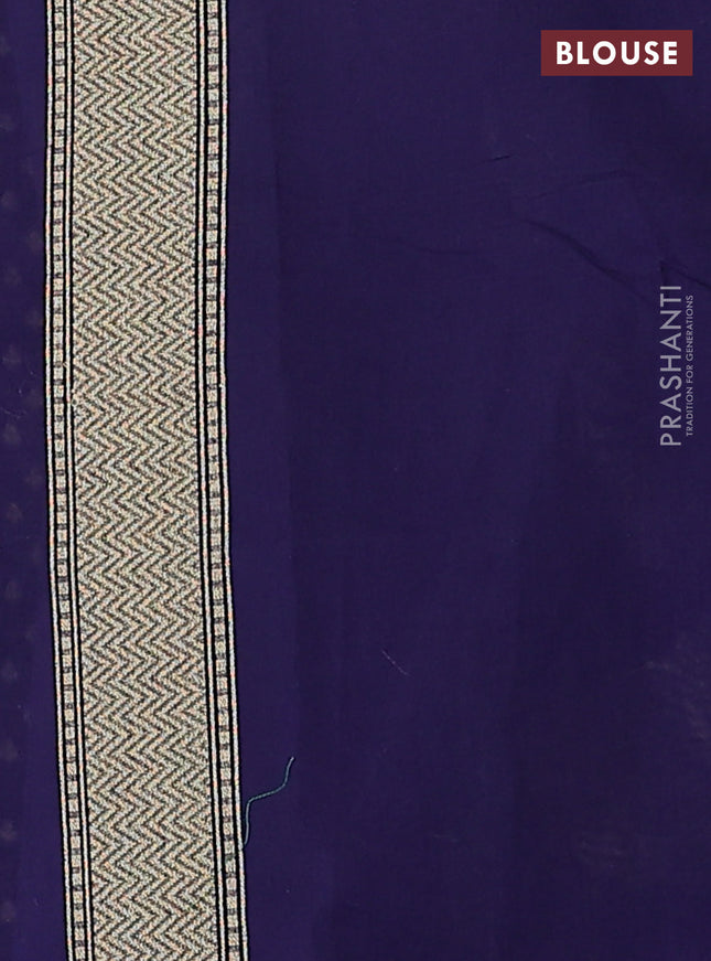Banarasi silk cotton saree navy blue with allover zari woven buttas and zari woven border