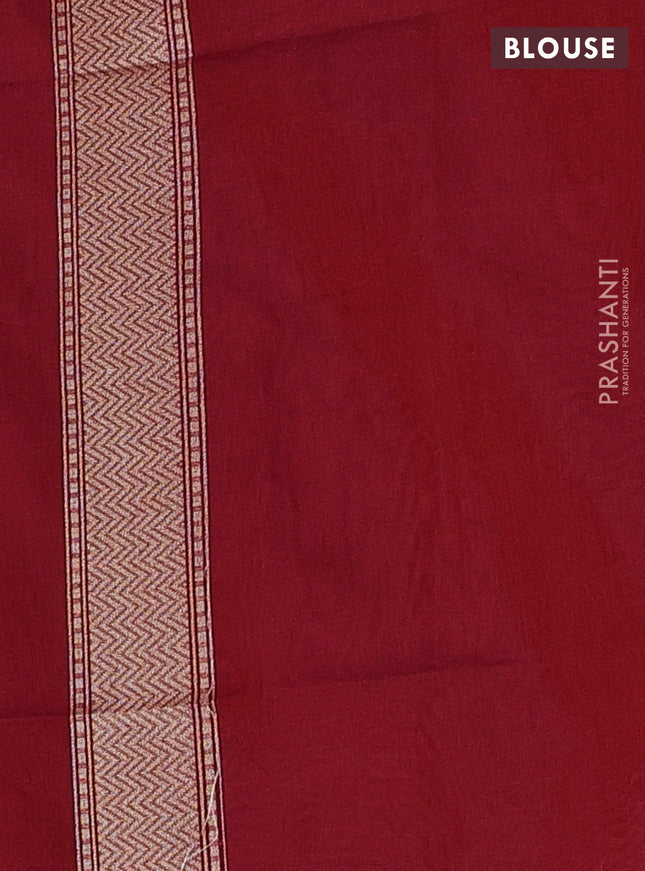 Banarasi silk cotton saree red with allover zari woven buttas and zari woven border