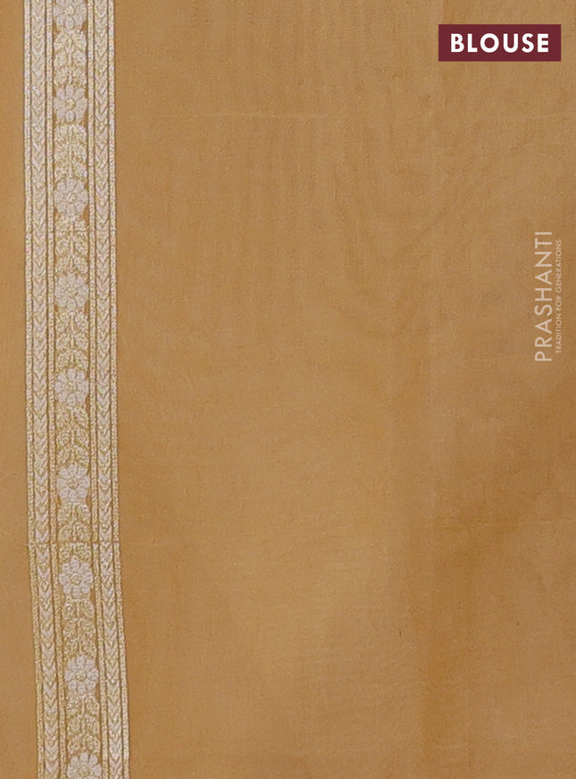 Banarasi silk cotton saree sandal with allover zari weaves and zari woven border