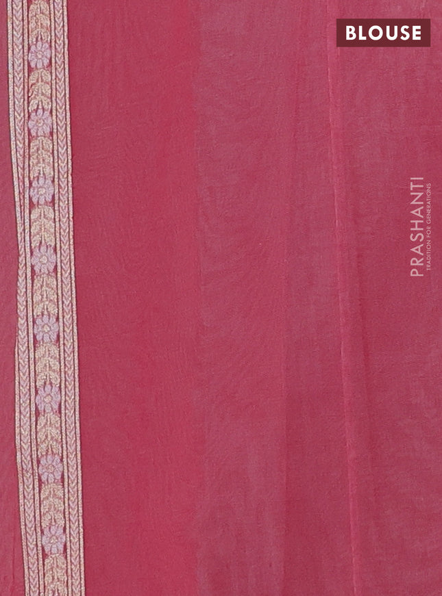 Banarasi silk cotton saree peach pink with allover zari weaves and zari woven border