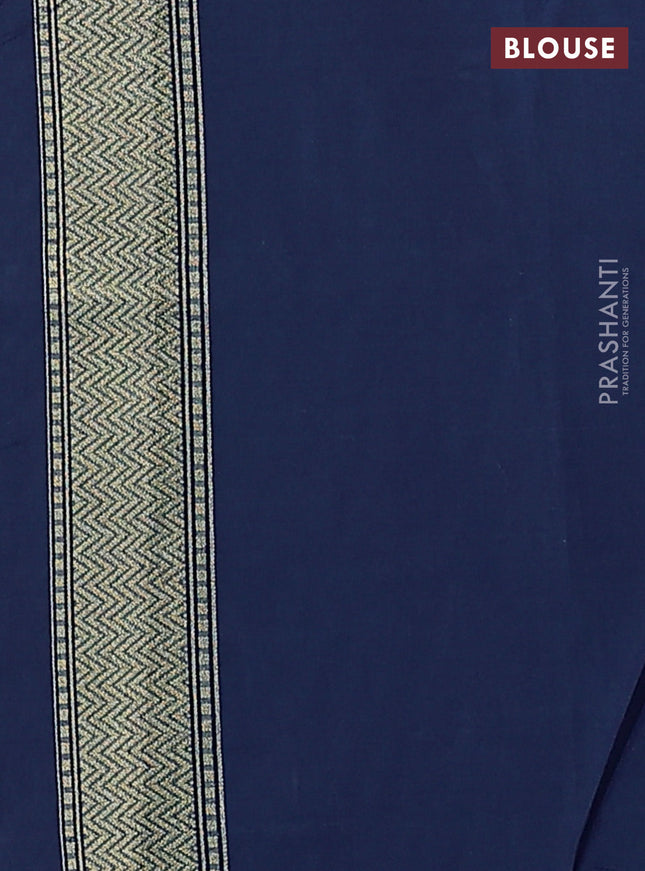Banarasi silk cotton saree peacock blue with allover zari weaves and zari woven border