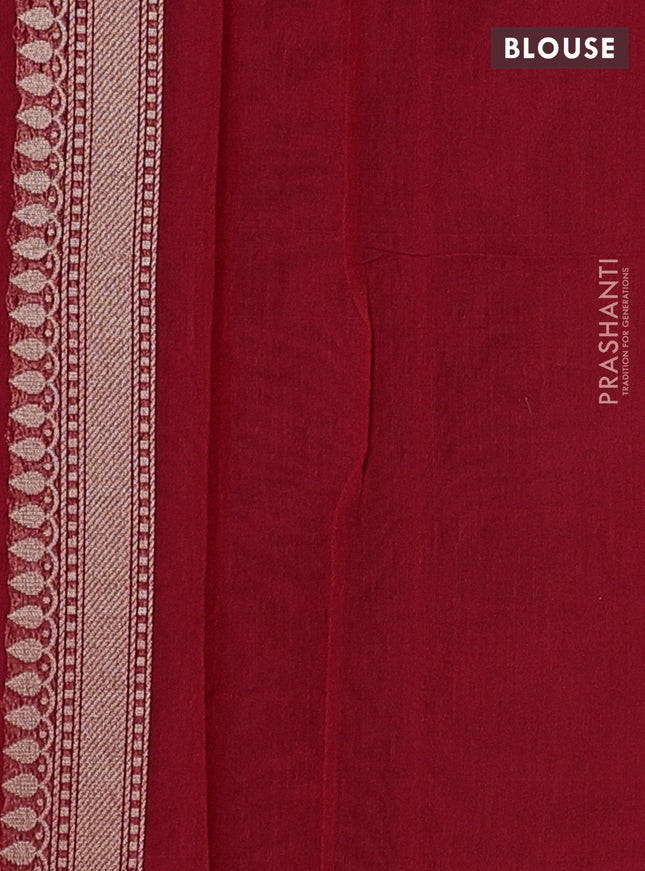Banarasi silk cotton saree red with allover zari weaves and zari woven border