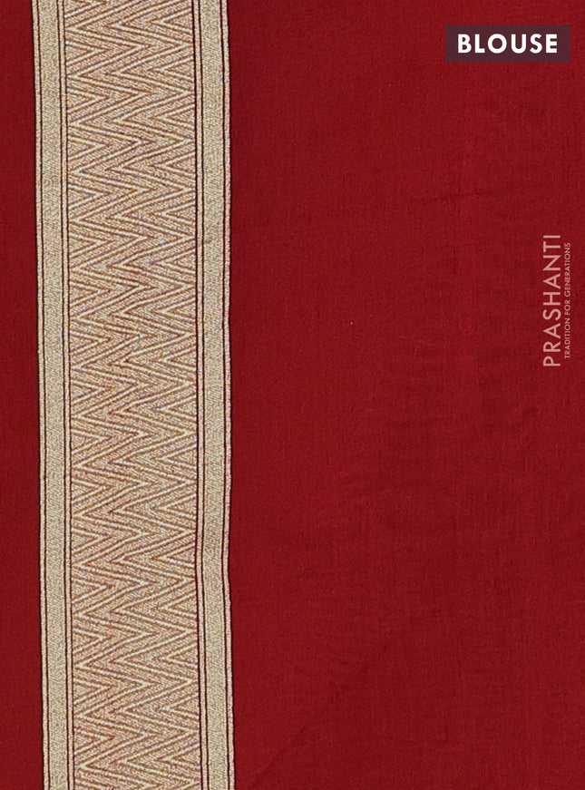 Banarasi silk cotton saree red with allover zari weaves and zari woven border