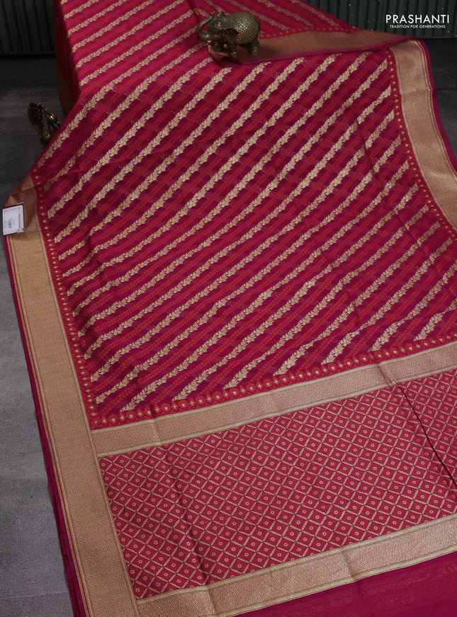Banarasi silk cotton saree pink with allover zari weaves and zari woven border