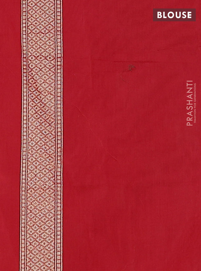 Banarasi silk cotton saree red with allover floral zari woven buttas and zari woven border