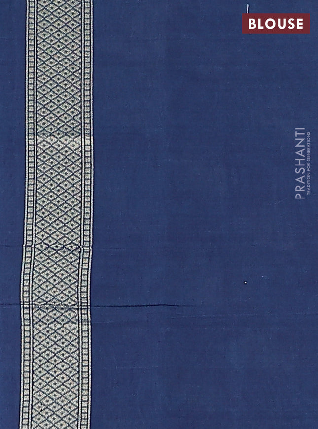 Banarasi silk cotton saree blue with allover floral zari woven buttas and zari woven border