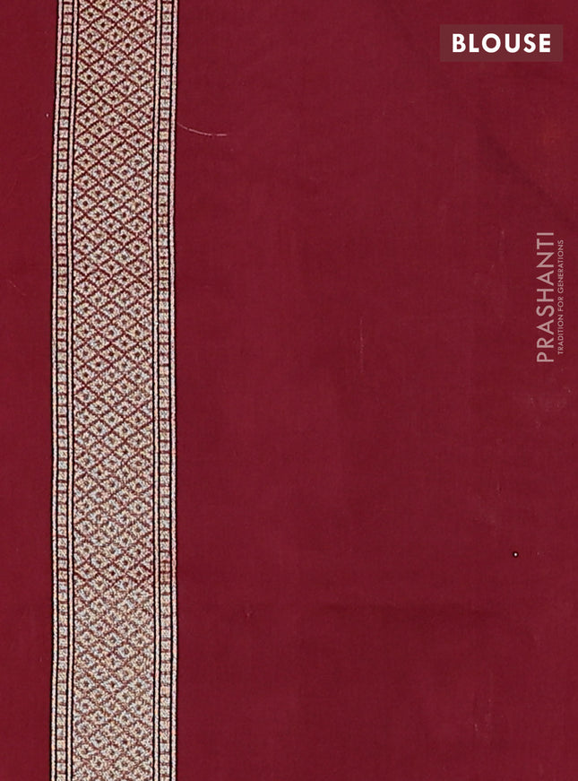 Banarasi silk cotton saree maroon with allover floral thread & zari woven buttas and zari woven border