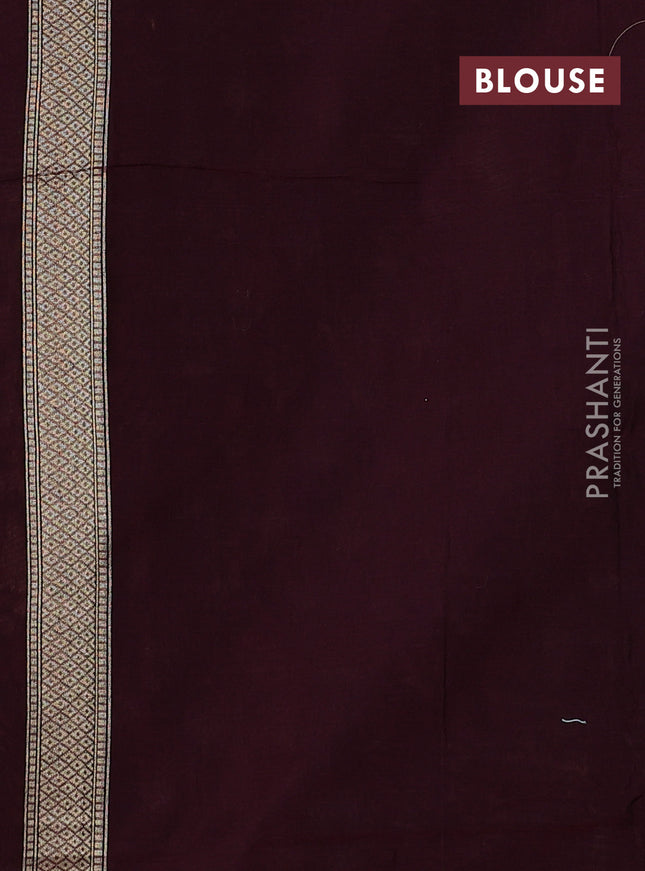 Banarasi silk cotton saree deep maroon with allover floral thread & zari woven buttas and zari woven border