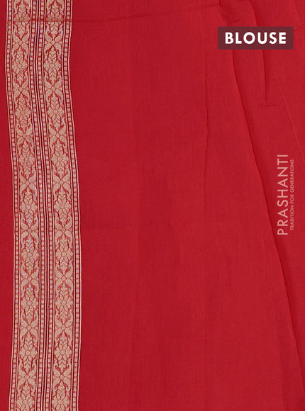 Banarasi silk cotton saree red with allover zari weaves and zari woven border