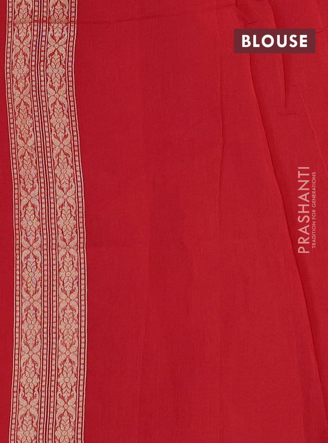 Banarasi silk cotton saree red with allover zari weaves and zari woven border