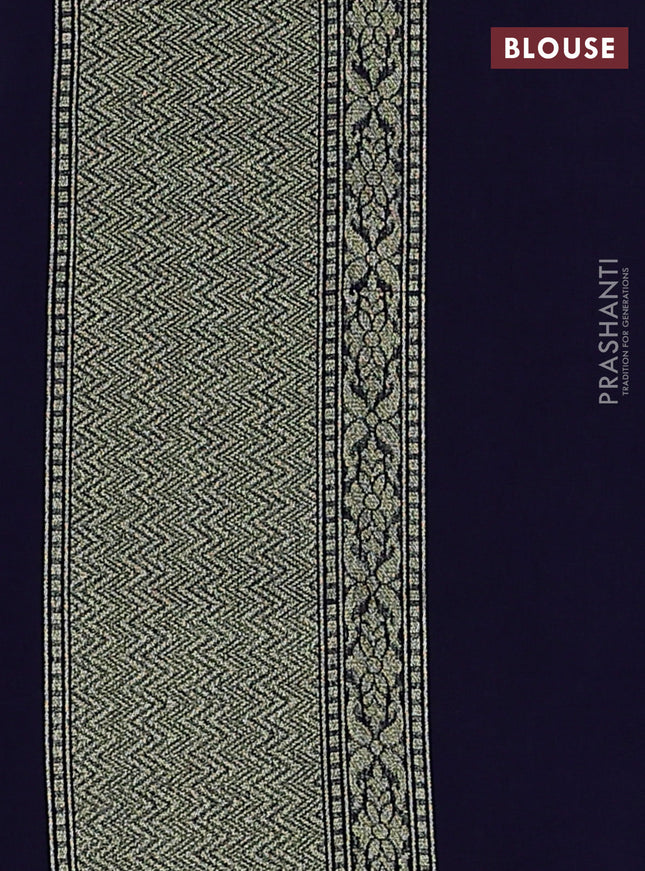 Banarasi silk cotton saree navy blue with allover zari weaves and zari woven border