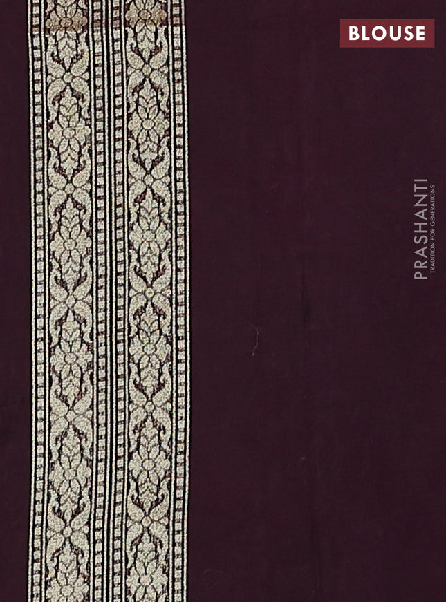 Banarasi silk cotton saree deep maroon with allover zari weaves and zari woven border