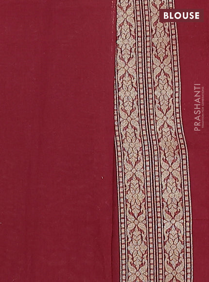Banarasi silk cotton saree maroon with allover zari weaves and zari woven border