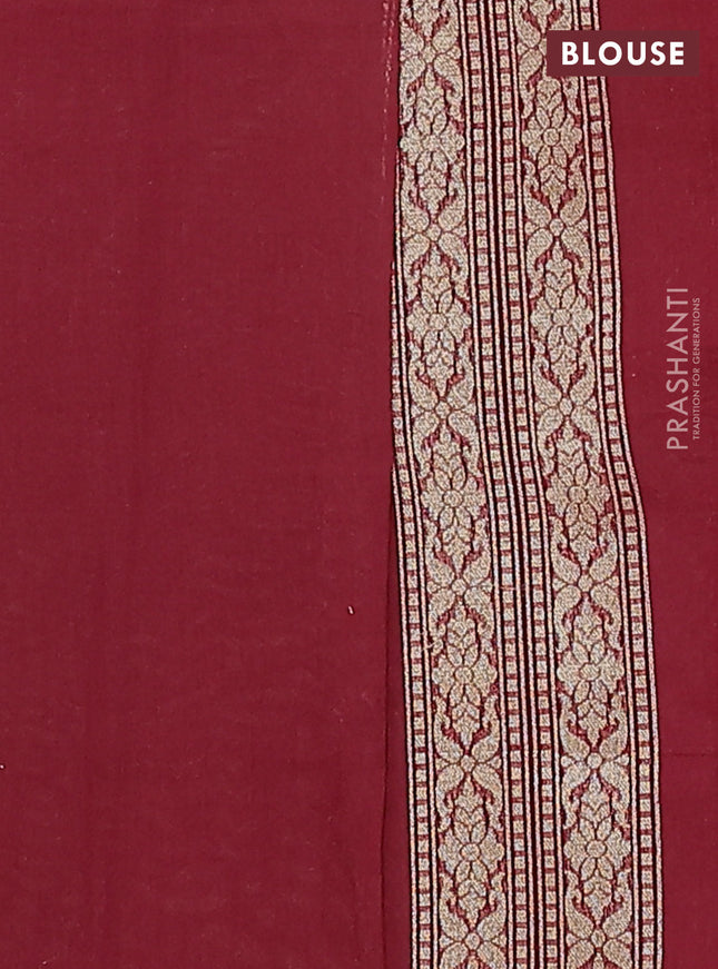 Banarasi silk cotton saree maroon with allover zari weaves and zari woven border