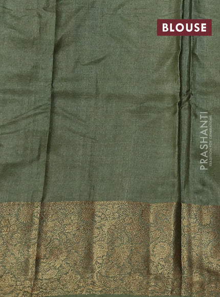 Banarasi tussar silk saree purple and mehendi green with thread & zari woven buttas and woven border