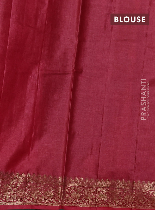 Banarasi tussar silk saree dark blue and maroon with allover thread & zari weaves and woven border