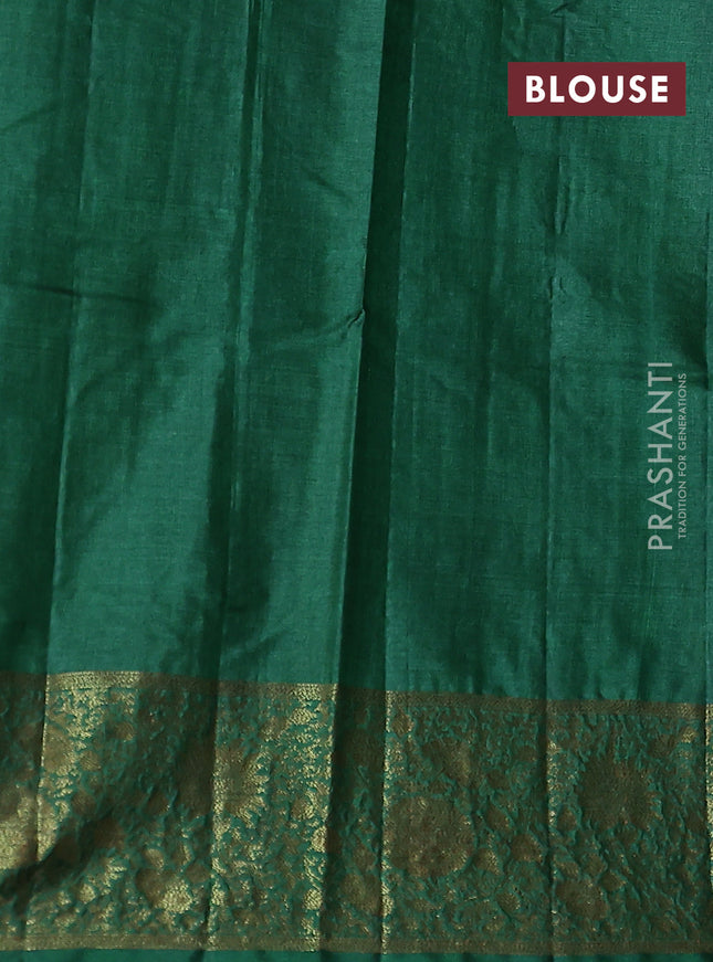 Banarasi tussar silk saree deep maroon and green with allover thread & zari woven buttas and woven border