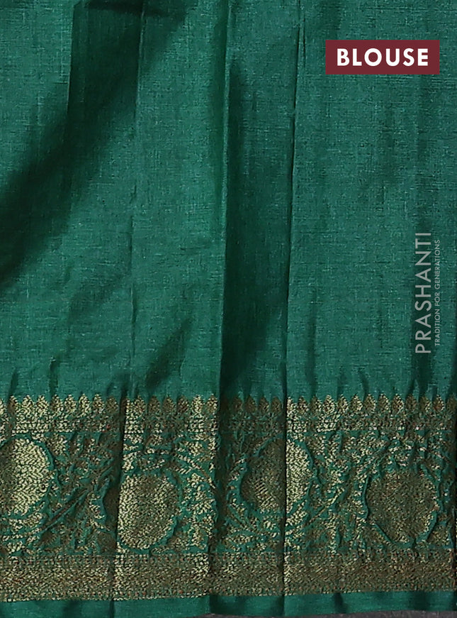 Banarasi tussar silk saree deep purple and green with thread & zari woven buttas and woven border