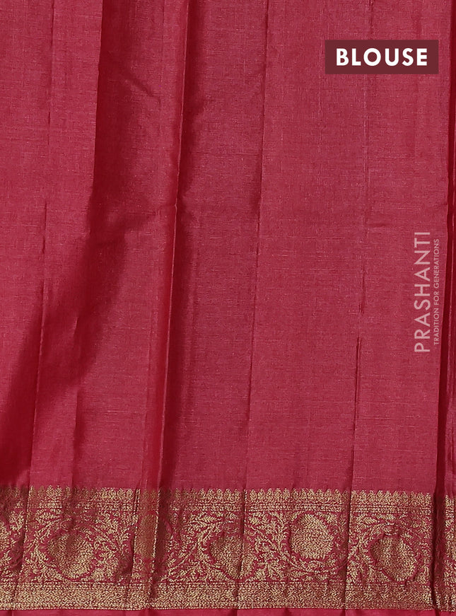 Banarasi tussar silk saree coffee brown and maroon with thread & zari woven buttas and woven border