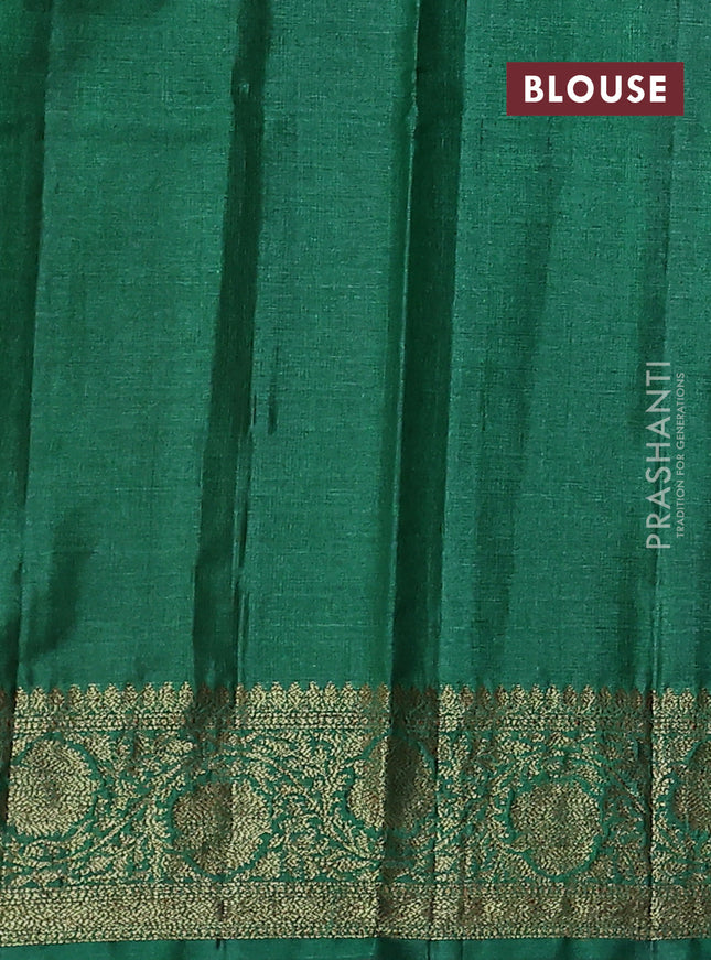 Banarasi tussar silk saree maroon and green with thread & zari woven buttas and woven border
