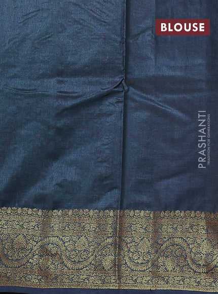 Banarasi tussar silk saree bottle green and grey with allover thread & zari woven buttas and woven border