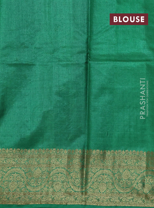 Banarasi tussar silk saree purple and green with allover thread & zari woven buttas and woven border