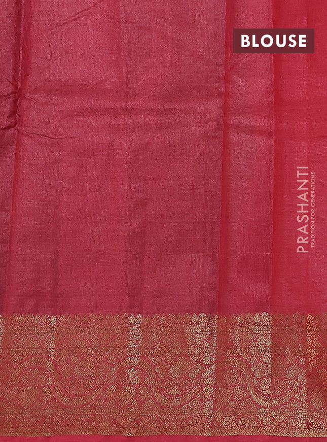 Banarasi tussar silk saree coffee brown and maroon with allover thread & zari woven buttas and woven border