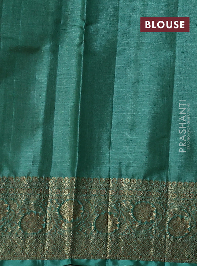 Banarasi tussar silk saree pink and green with thread & zari woven buttas and woven border