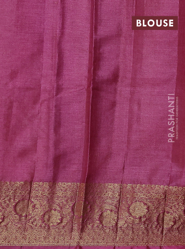 Banarasi tussar silk saree beige and pink with thread & zari woven buttas and woven border