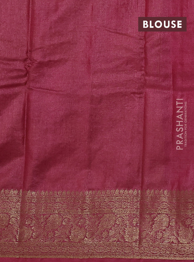 Banarasi tussar silk saree mustard yellow and maroon with allover thread & zari weaves and woven border