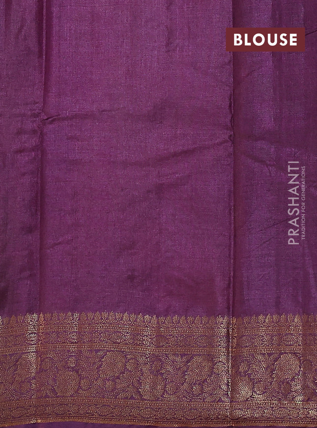 Banarasi tussar silk saree orange and purple with allover thread & zari weaves and woven border