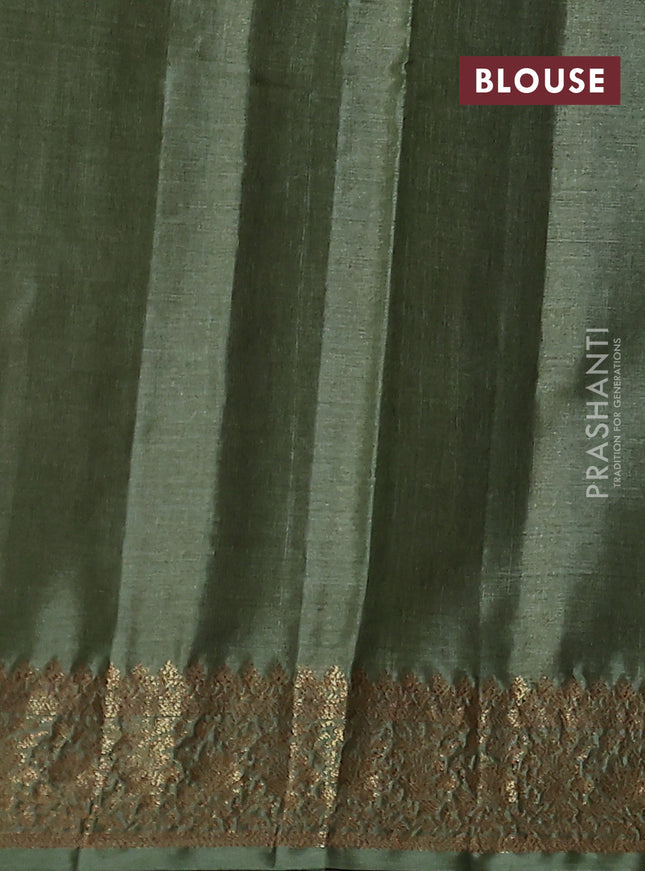 Banarasi tussar silk saree purple and mehendi green with allover thread & zari woven buttas and woven border