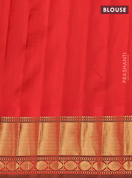 Pure gadwal silk saree off white black and red with allover checks & zari buttas and temple design zari woven border