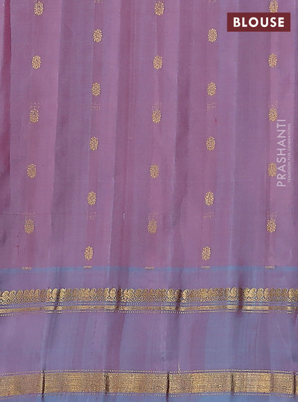 Pure gadwal silk saree light pink and lavender shade with silver & gold zari woven buttas and rettapet zari woven border