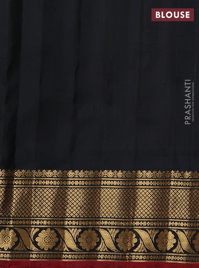 Pure gadwal silk saree yellow and black with allover checks & buttas and temple design zari woven border