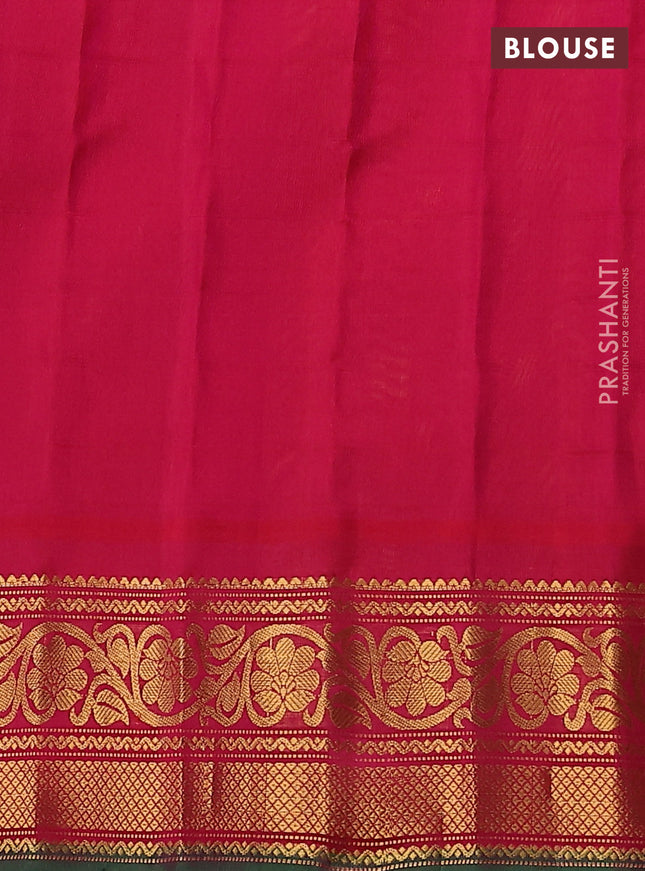 Pure gadwal silk saree yellow and pink with allover checks & buttas and temple design zari woven border