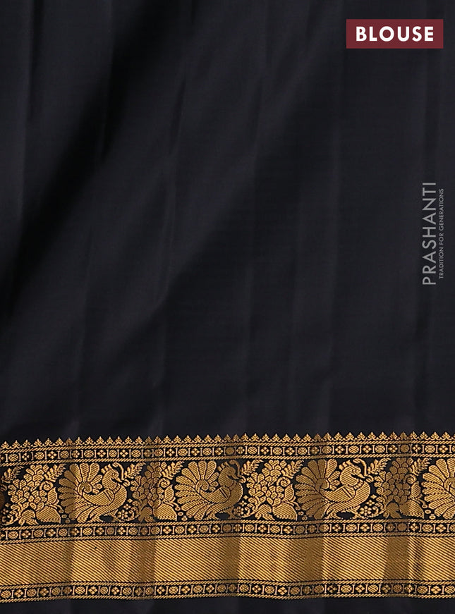 Pure gadwal silk saree multi colour and blue black with allover small checks & zari buttas and temple design zari woven border