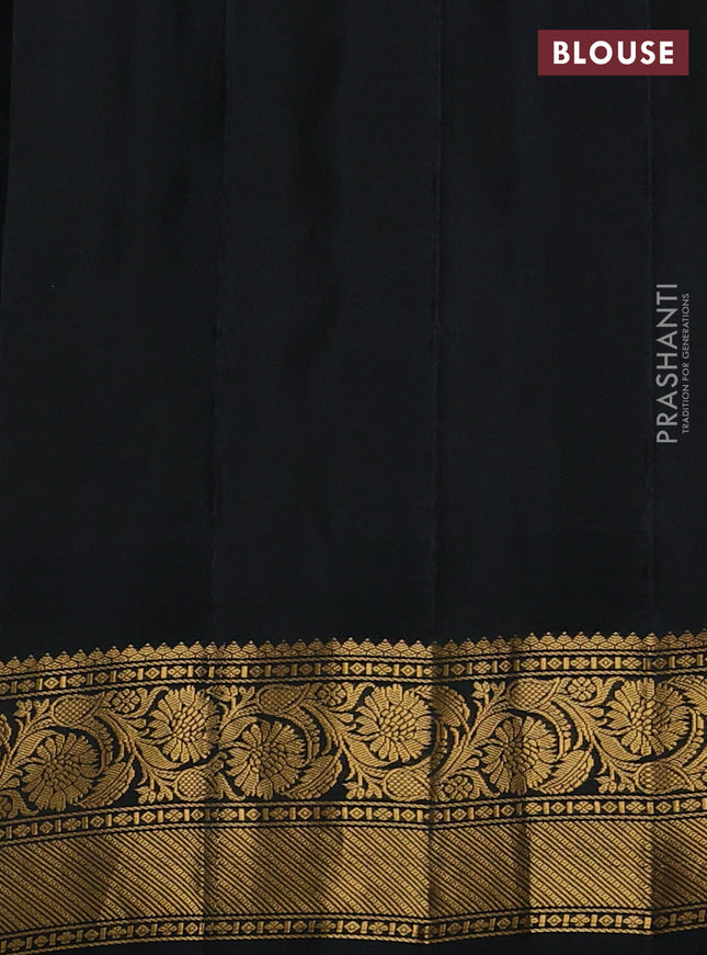 Pure gadwal silk saree pista green and black with allover checks & zari buttas and temple design floral zari woven border