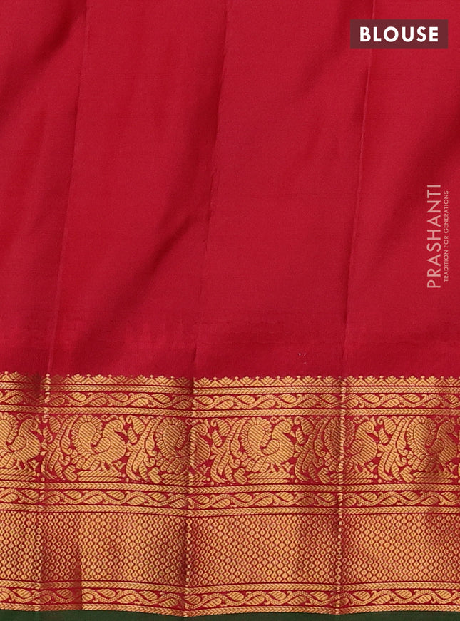 Pure gadwal silk saree mustard yellow and maroon with allover checks & zari buttas and temple design zari woven border