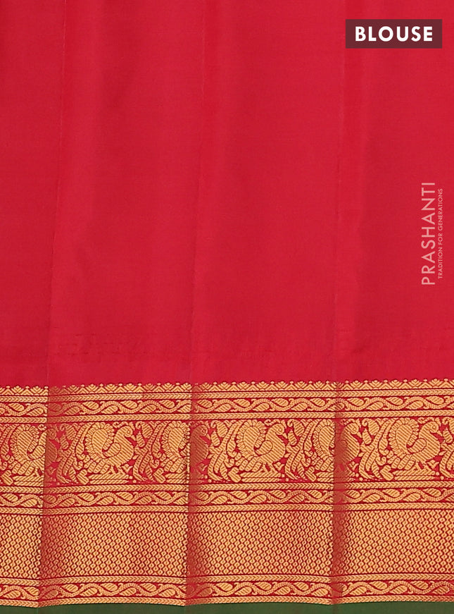 Pure gadwal silk saree black and red with allover checks & zari buttas and temple design zari woven border