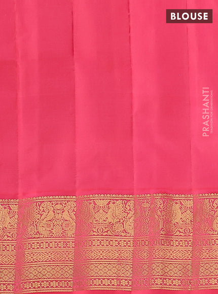 Pure gadwal silk saree lavender shade and peach pink with allover stripe pattern and long zari woven border