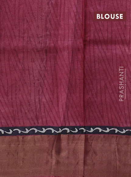 Pure tussar saree beige and maroon with allover ajrakh prints and zari woven border
