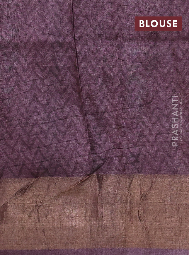 Pure tussar saree multi colour and pastel maroon with allover geomatric prints and zari woven border