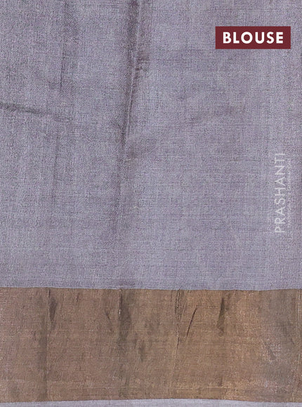 Pure tussar saree green and grey shade with allover leheriya prints and zari woven border